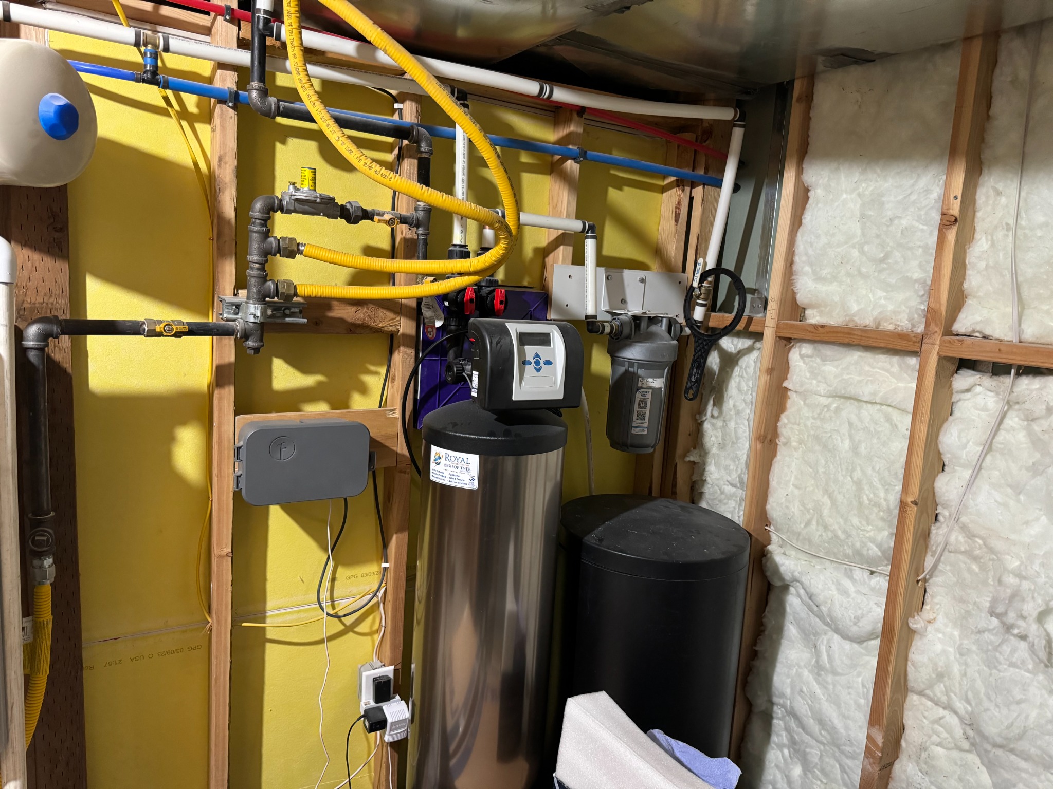 Rheem tankless water heater close view